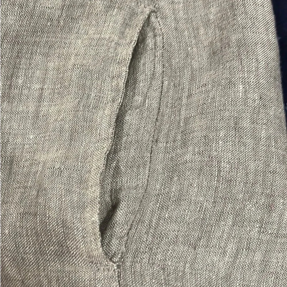 TAHARI tan open front 3/4 cuff sleeve linen blazer size Medium - Picture 5 of 6